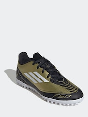 adidas Gold/White Kids F50 Club Messi Turf Boots - Image 4 of 8