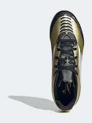 adidas Gold/White Kids F50 Club Messi Turf Boots - Image 5 of 8