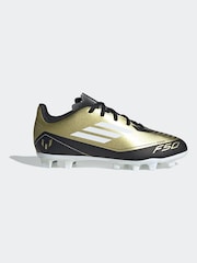 adidas Gold/White Messi F50 Kids Club Flexible Ground Football Boots - Image 1 of 9