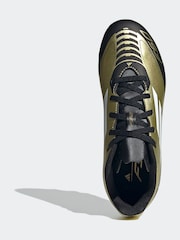 adidas Gold/White Messi F50 Kids Club Flexible Ground Football Boots - Image 3 of 9