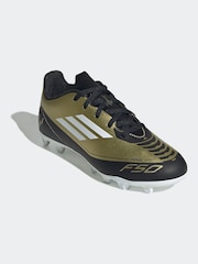 adidas Gold/White Messi F50 Kids Club Flexible Ground Football Boots - Image 6 of 9