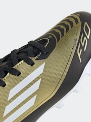 adidas Gold/White Messi F50 Kids Club Flexible Ground Football Boots - Image 8 of 9