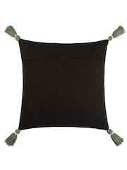 Wylder Noir Midnight Jungle Velvet Tasselled 100% Cotton Cushion - Image 3 of 5