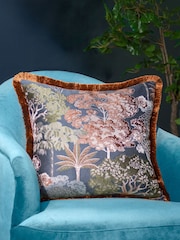 Wylder Navy Woodlands Floral Jacquard Cushion - Image 1 of 5