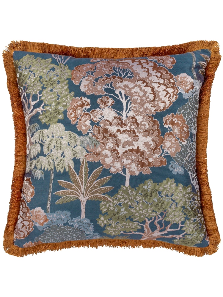 Wylder Navy Woodlands Floral Jacquard Cushion - Image 2 of 5