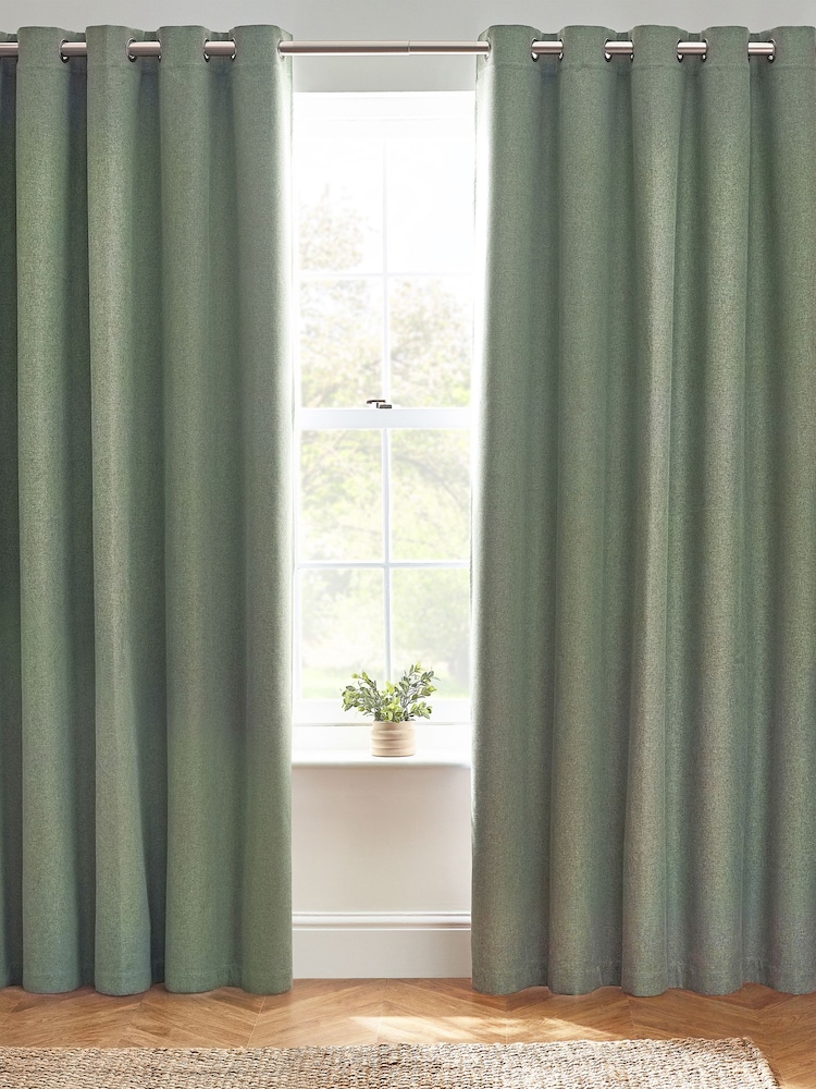 furn. Eucalyptus Dawn 100% Blackout Thermal Eyelet Curtains - Image 2 of 5