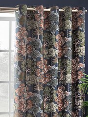 Wylder Navy Woodlands Floral Jacquard Eyelet Curtains - Image 4 of 5