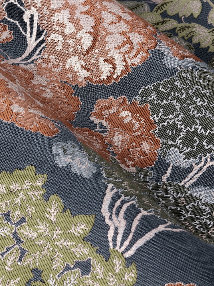 Wylder Navy Woodlands Floral Jacquard Eyelet Curtains - Image 5 of 5