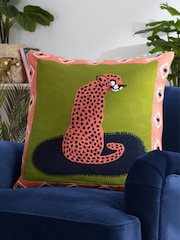 Furn 100% Cotton Cheetah Embroidered Cushion - Bild 1 von 8