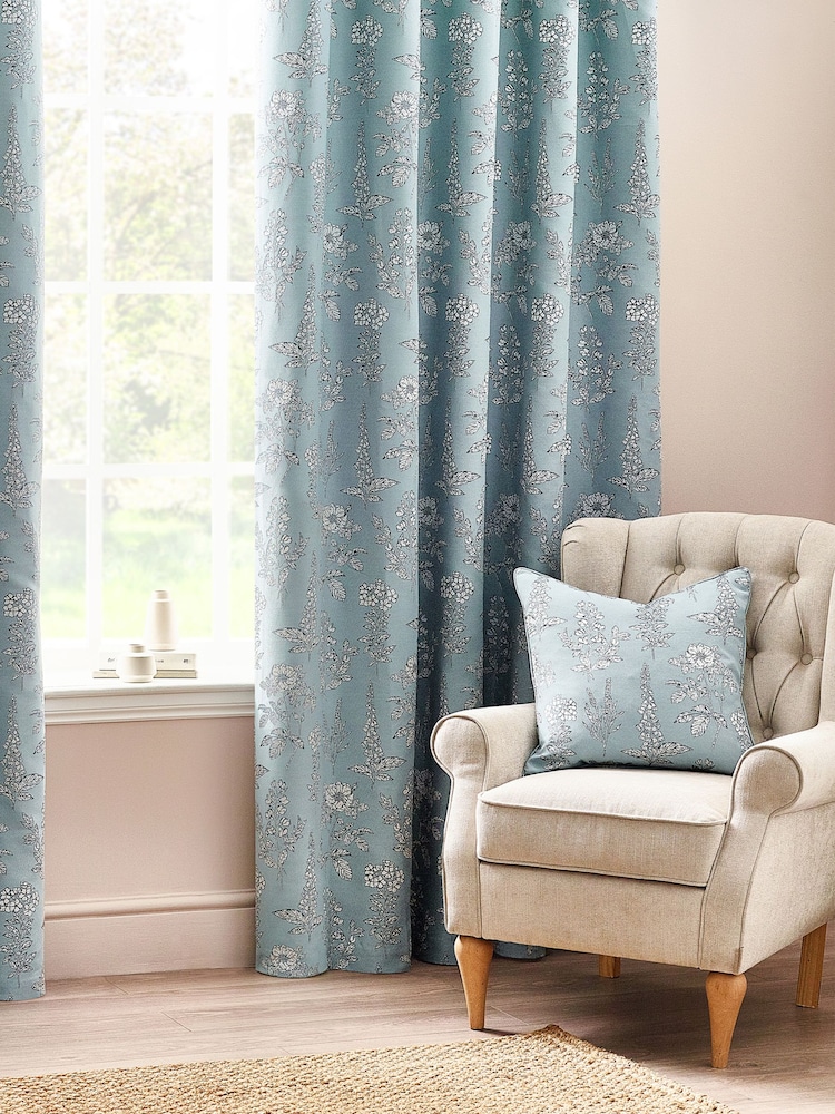 Wylder Blue Sophia Floral Jacquard Cushion - Image 1 of 4