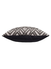 Riva Paoletti Grey/Black 50 x 50cm Henley Geometric Velvet Jacquard Cushion - Image 3 of 5