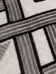 Riva Paoletti Grey/Black 50 x 50cm Henley Geometric Velvet Jacquard Cushion - Image 4 of 5