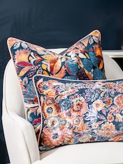 Wylder Multicolour Hebonne Velvet Piped 100% Cotton Cushion - Image 6 of 7