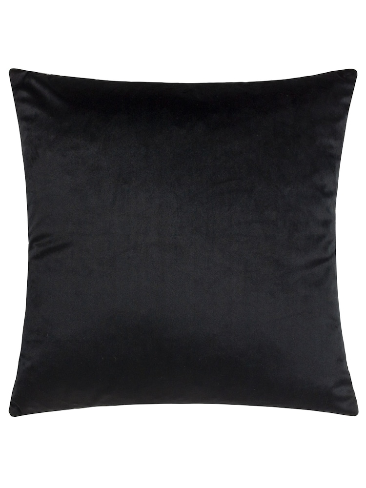 Riva Paoletti Grey/Black 45 x 45cm Ledbury Velvet Jacquard Cushion - Image 2 of 5