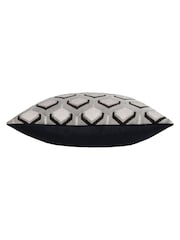 Riva Paoletti Grey/Black 45 x 45cm Ledbury Velvet Jacquard Cushion - Image 3 of 5