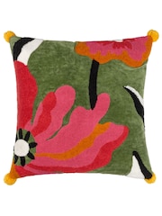 Furn Multicolour Poppy Embroidered 100% Cotton Cushion - Image 2 of 6