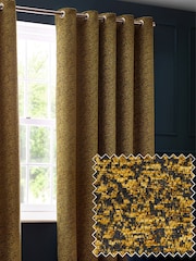 Riva Paoletti Gold Galaxy Chenille Eyelet Curtains - Image 2 of 5
