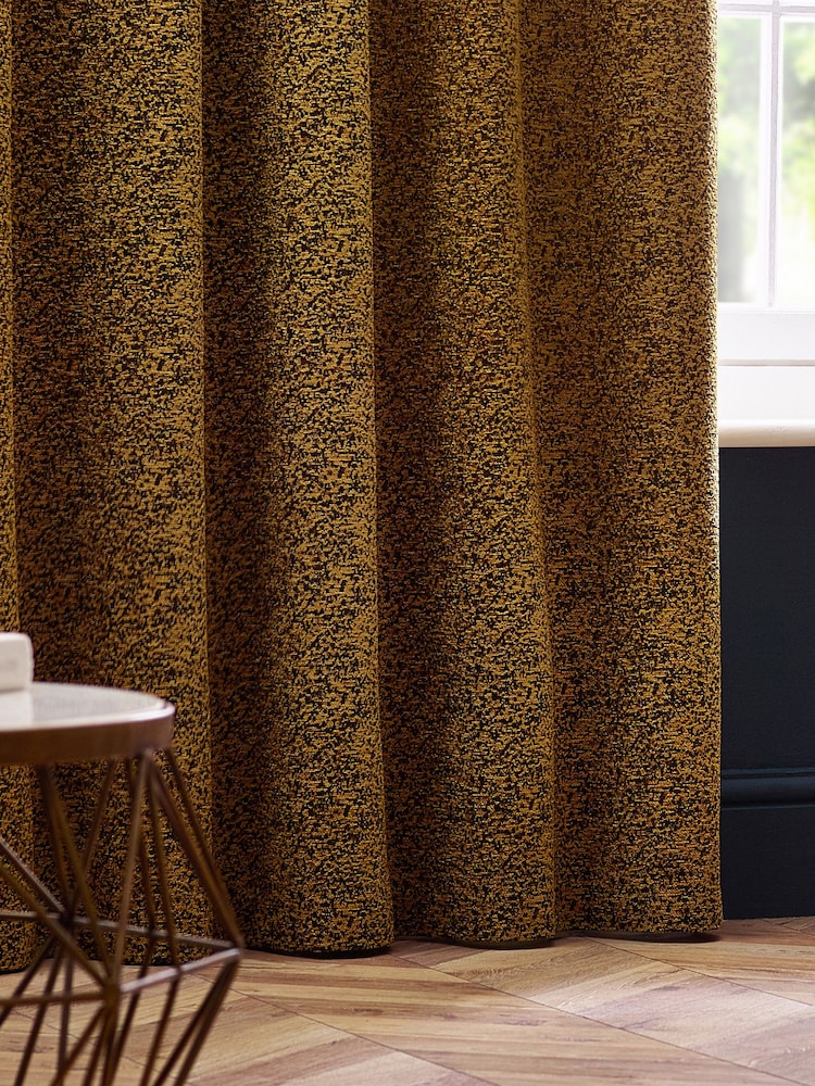 Riva Paoletti Gold Galaxy Chenille Eyelet Curtains - Image 3 of 3