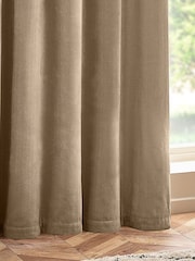 Yard Natural Heavy Chenille Velvet Room Darkening Eyelet Curtains - Image 3 of 5