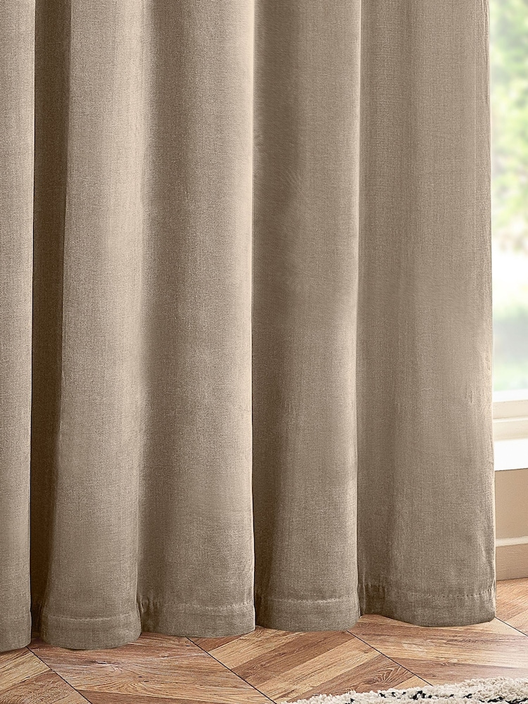 Yard Natural Beige Heavy Chenille Lined Eyelet Curtains - Image 3 of 3