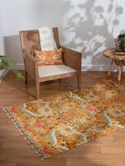 Wylder Nature Yellow Charais Floral Tasselled Indoor 100% Cotton Rug - Image 1 of 6