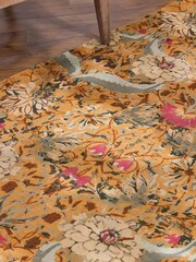 Wylder Nature Yellow Charais Floral Tasselled Indoor 100% Cotton Rug - Image 6 of 6