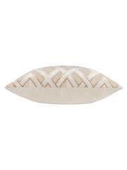 Riva Paoletti Warm Taupe 50 x 50cm Henley Geometric Velvet Jacquard Cushion - Image 3 of 5