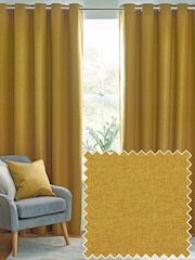furn. Mustard Dawn 100% Blackout Thermal Eyelet Curtains - Image 2 of 5