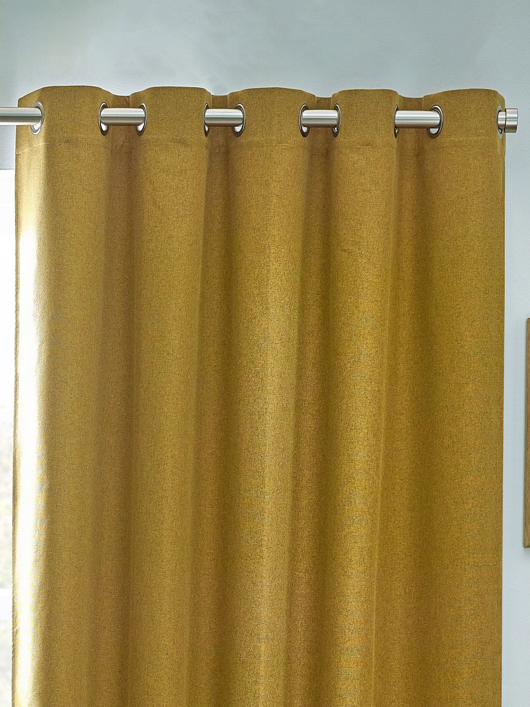 Buy Furn Mustard Yellow Dawn Textured Blackout Eyelet Curtains