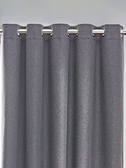 furn. Charcoal Dawn 100% Blackout Thermal Eyelet Curtains - Image 4 of 5