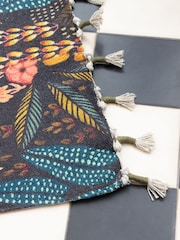 Wylder Midnight Blue Dell Tropical Tasselled Indoor 100% Cotton Rug - Image 2 of 6
