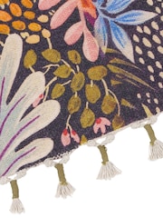 Wylder Midnight Blue Dell Tropical Tasselled Indoor 100% Cotton Rug - Image 5 of 6
