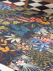 Wylder Midnight Blue Dell Tropical Tasselled Indoor 100% Cotton Rug - Image 6 of 6