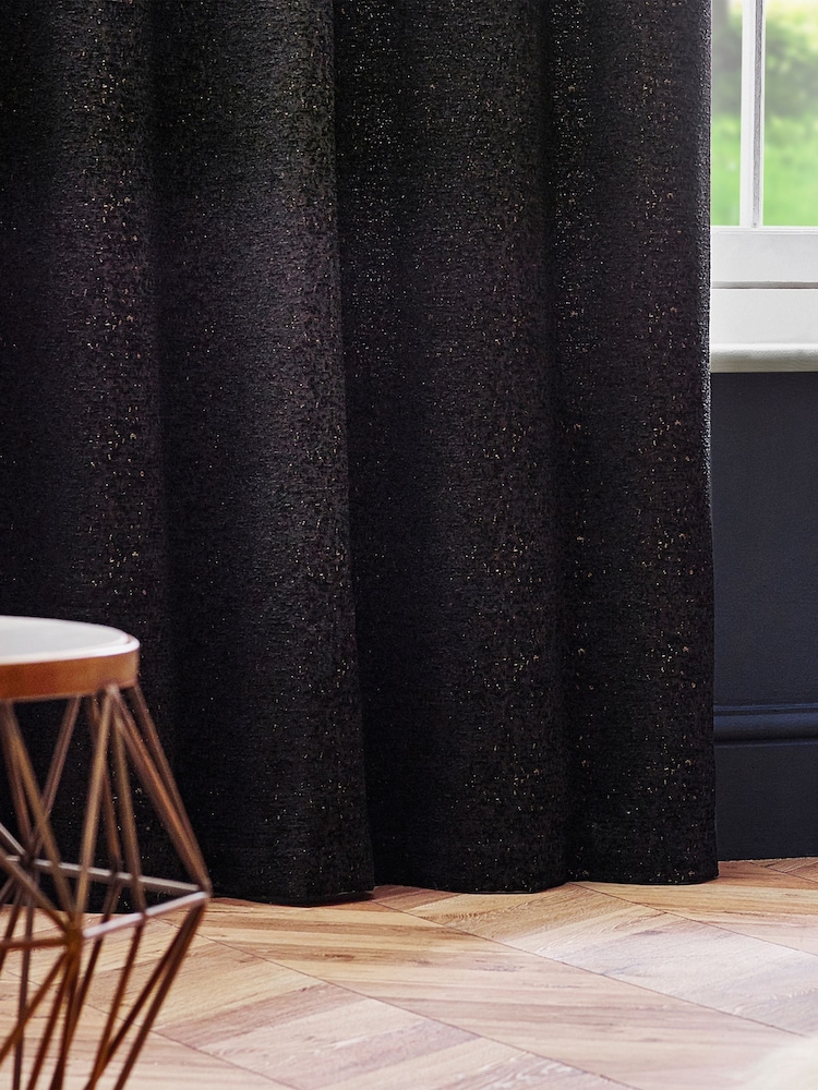 Riva Paoletti Black Galaxy Chenille Eyelet Curtains - Image 3 of 3