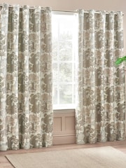 Wylder Natural Woodlands Floral Jacquard Eyelet Curtains - Image 2 of 5