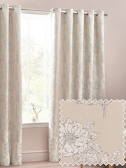 Wylder Natural Sophia Floral Jacquard Eyelet Curtains - Image 1 of 5