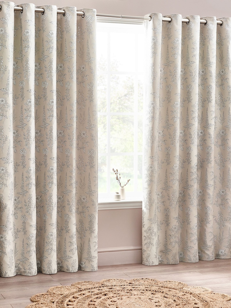 Wylder Natural Sophia Floral Jacquard Eyelet Curtains - Image 2 of 5