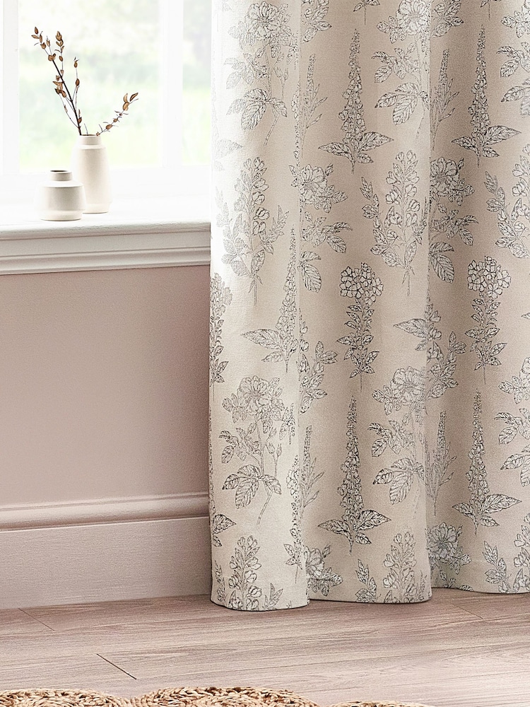 Wylder Natural Sophia Floral Jacquard Eyelet Curtains - Image 3 of 3 Wylder Natural Sophia Floral Jacquard Eyelet Curtains - Image 3 of 3
