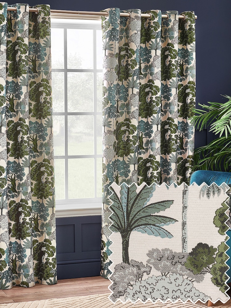 Wylder Green Woodlands Floral Jacquard Eyelet Curtains - Image 1 of 5