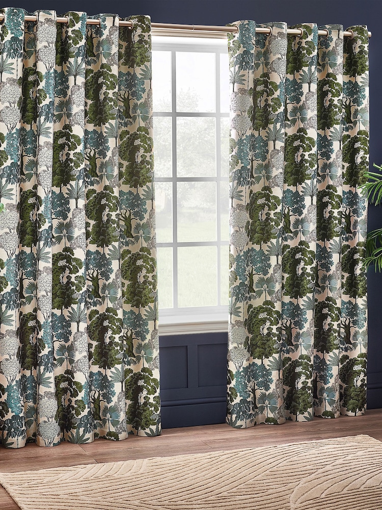 Wylder Green Woodlands Floral Jacquard Eyelet Curtains - Image 2 of 5
