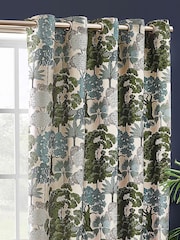 Wylder Green Woodlands Floral Jacquard Eyelet Curtains - Image 4 of 5
