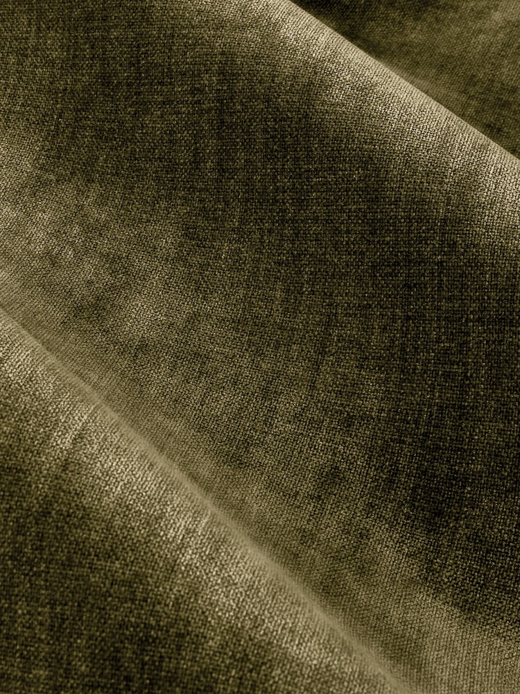 Yard Olive Green Heavy Chenille Lined Eyelet Curtains - Image 4 of 4