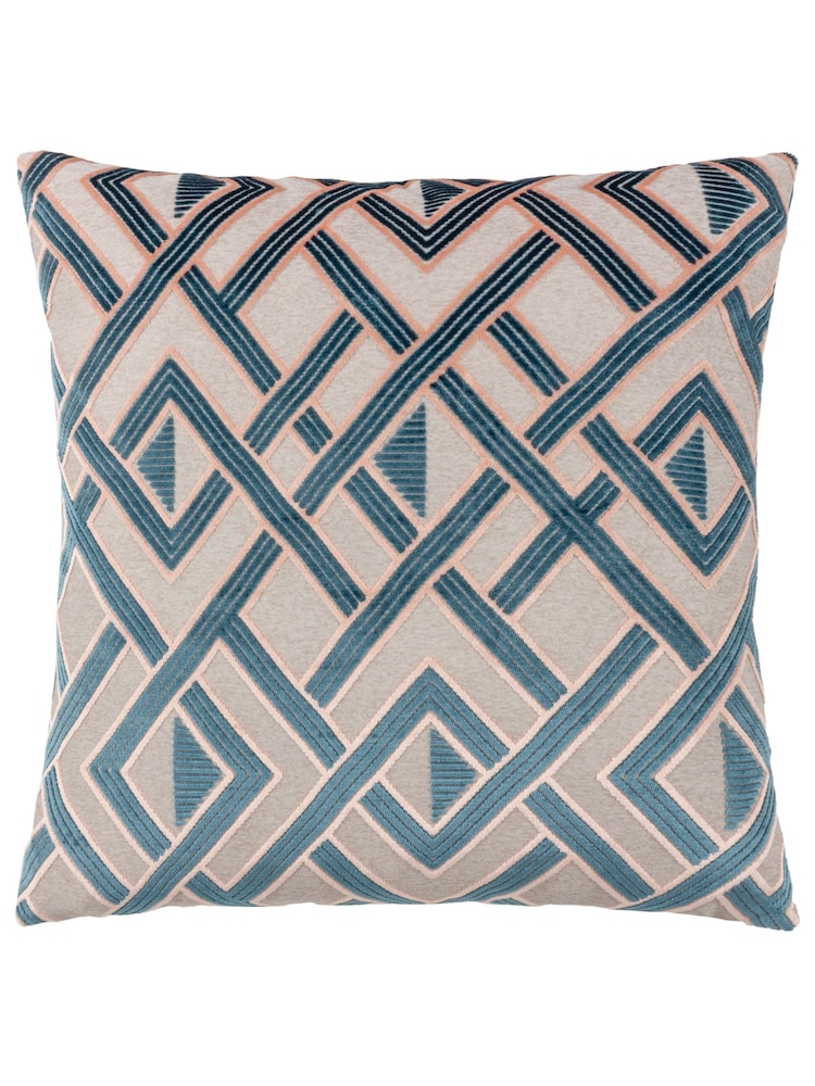 Riva Paoletti 50 x 50cm Henley Geometric Velvet Jacquard Cushion - صورة 1 من 5