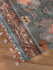Wylder Blue Bolais Floral Tasselled Indoor 100% Cotton Rug - Image 4 of 7