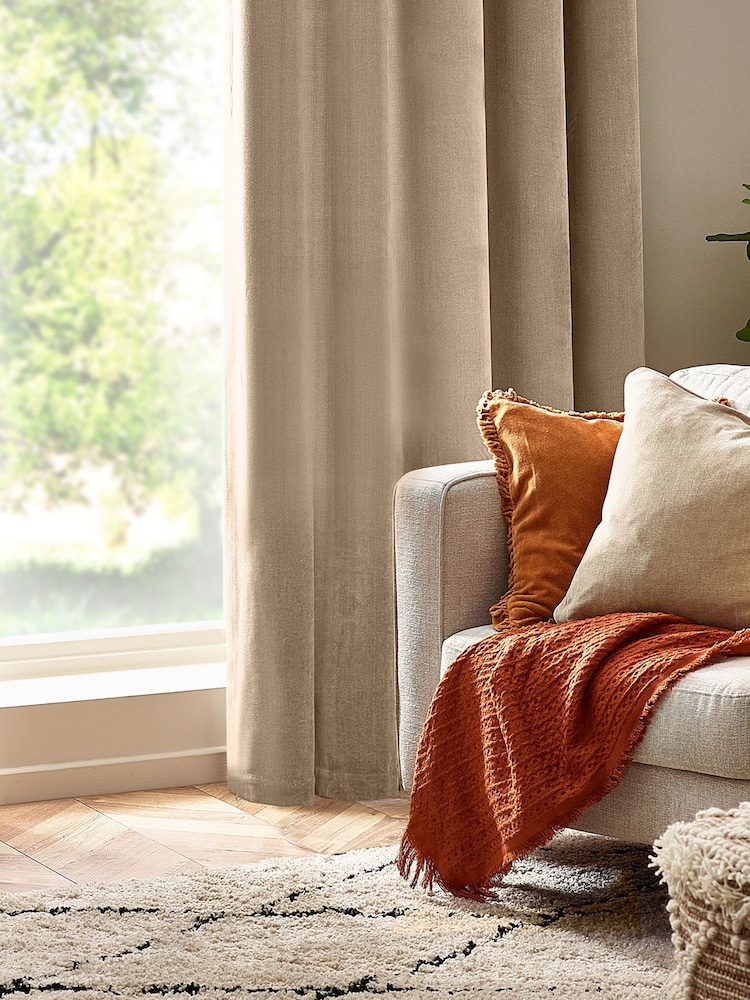 Yard Natural Beige Heavy Chenille Velvet Cushion - Image 6 of 6