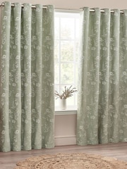 Wylder Sage Sophia Floral Jacquard Eyelet Curtains - Image 2 of 5