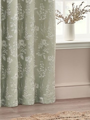 Wylder Sage Sophia Floral Jacquard Eyelet Curtains - Image 3 of 5