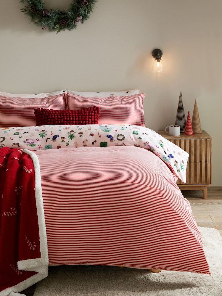 Brushed 100% Cotton Christmas Duvet Cover and Pillowcase Set - Изображение 2 из 8