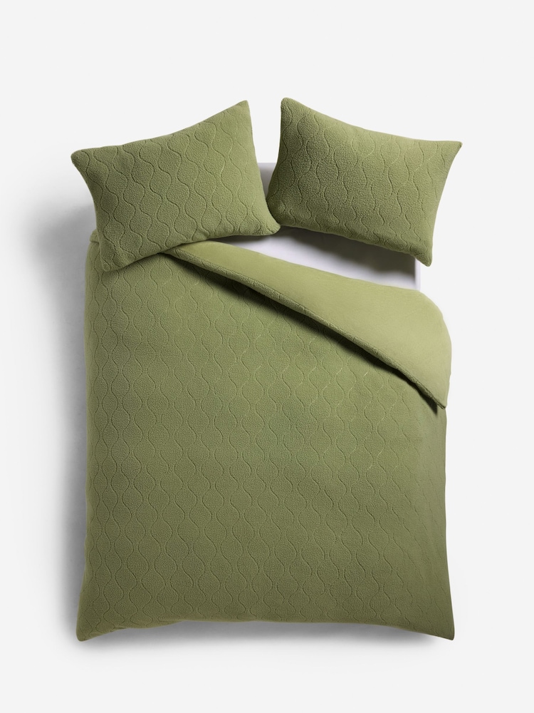 Pattern Embossed Borg Fleece Duvet Cover and Pillowcase Set - Изображение 4 из 4