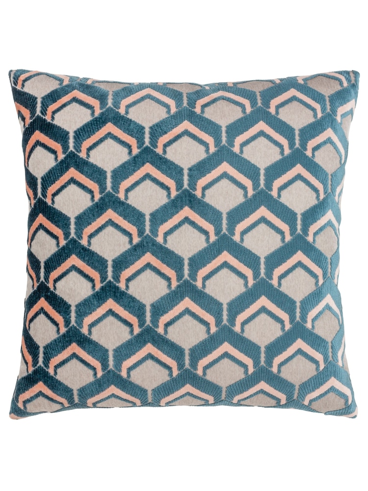 Riva Paoletti Smoke/Rose 45 x 45cm Ledbury Velvet Jacquard Cushion - Image 1 of 5